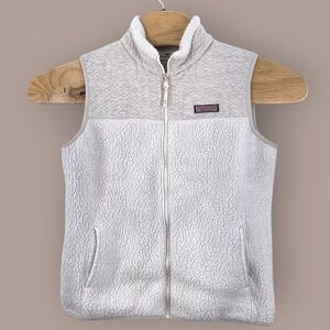 Vineyard Vines Women's‎ Size Medium Sherpa Vest White Quilted Panel Full Zipper
